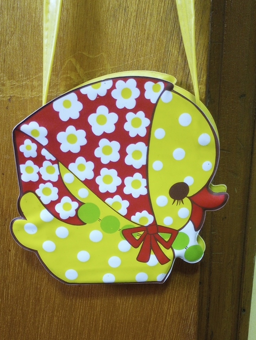 Colorful Vtg Retro Floral & Polka Dot Chick Purse. Yellow Red Green White Brown